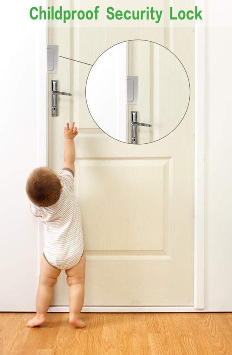 TOYFUL 4 Pack Door Reinforcement Locks with 16 Screws, Home Security Door Lock Stop for Toddler, Childproof Door Lock Night Lock Withstand 800 Lbs White - Image 5